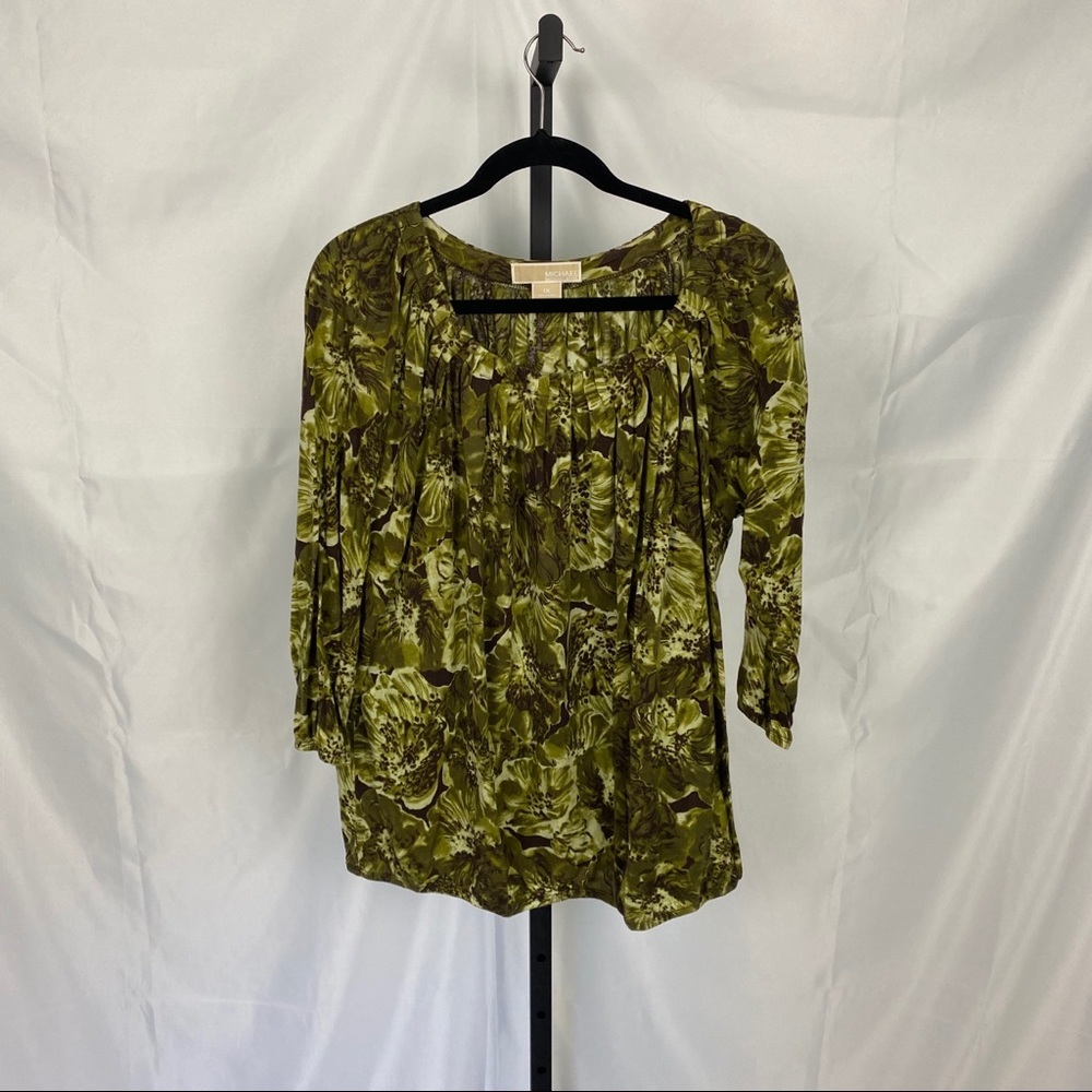 Michael Michael Kors Green Floral Print Blouse, 1X